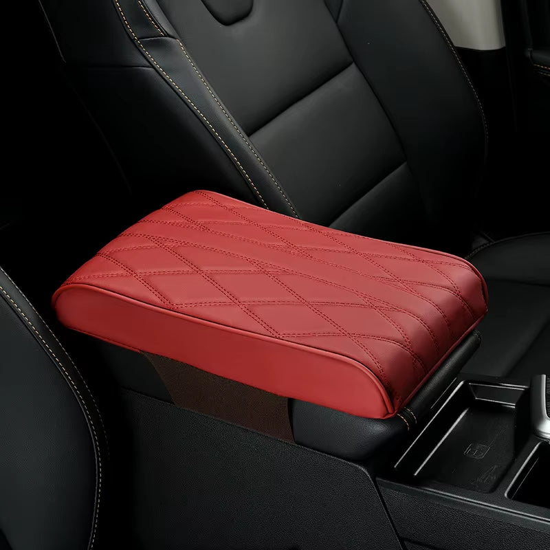 Car Armrest Mat Center Console Arm Rest Protection Cushion Wave Embroider PU Leather Auto Armrests Storage Box Cover Pad