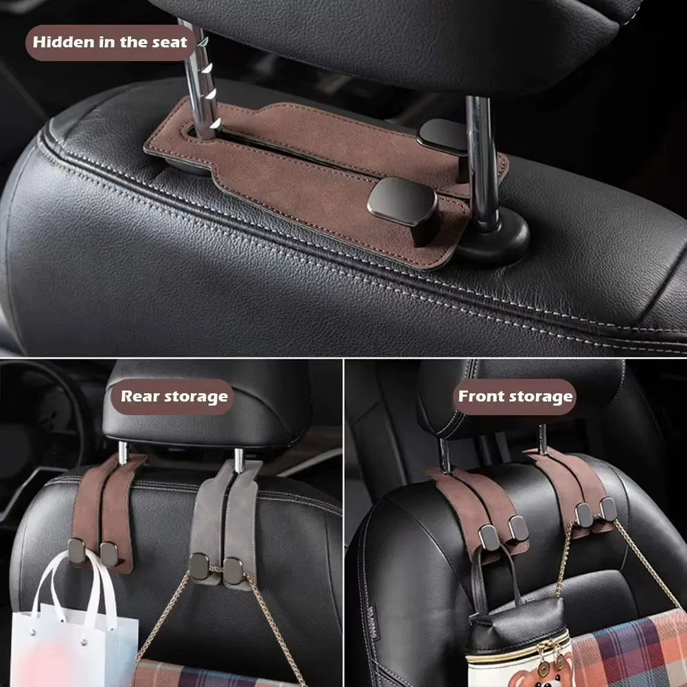 Universal Car Seat Hook Stowing Tidying Phone Holder Suede Hanging Hooks Car Interior Accessories for Tesla Kia BMW Audi2023