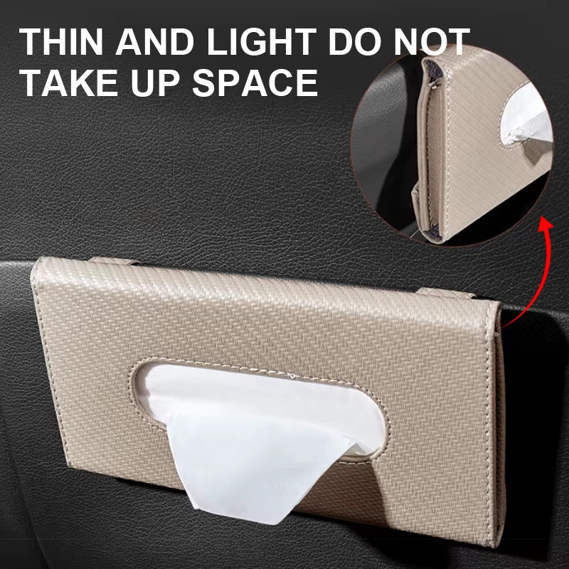 SEAMETAL Car Sunshade Plate Tissue Box Universal Auto Interior Paper Towel Storage Bag Carbon Fiber Sun Visor Tissue Boxes