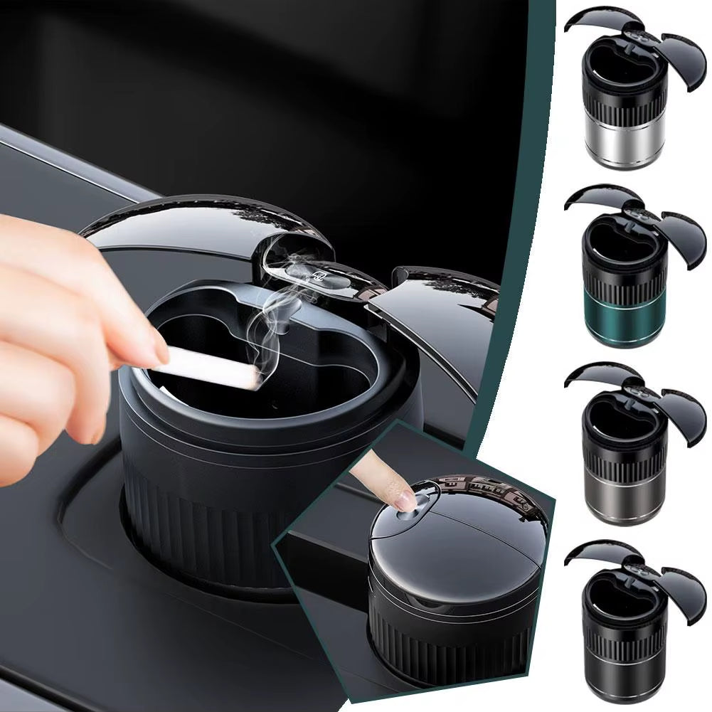 Car Smart Ashtray Built-In Led Light with Lid Touch with Cover Ashtray Ashtray Rechargeable Opening Smokeless USB R9R2