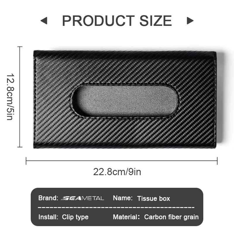 SEAMETAL Car Sunshade Plate Tissue Box Universal Auto Interior Paper Towel Storage Bag Carbon Fiber Sun Visor Tissue Boxes