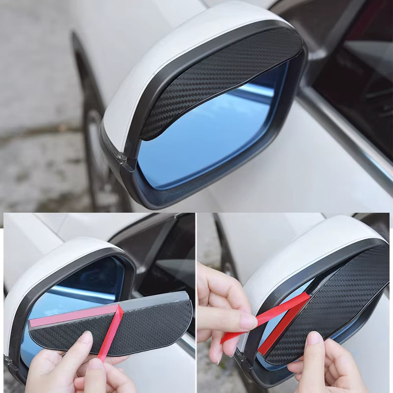 2Pcs Car Rearview Mirror Rain Shield Rain Eyebrow Rain Cover Thickened Carbon Fiber Universal Auto Rearview Mirror Rain Shield