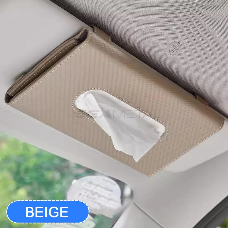 SEAMETAL Car Sunshade Plate Tissue Box Universal Auto Interior Paper Towel Storage Bag Carbon Fiber Sun Visor Tissue Boxes