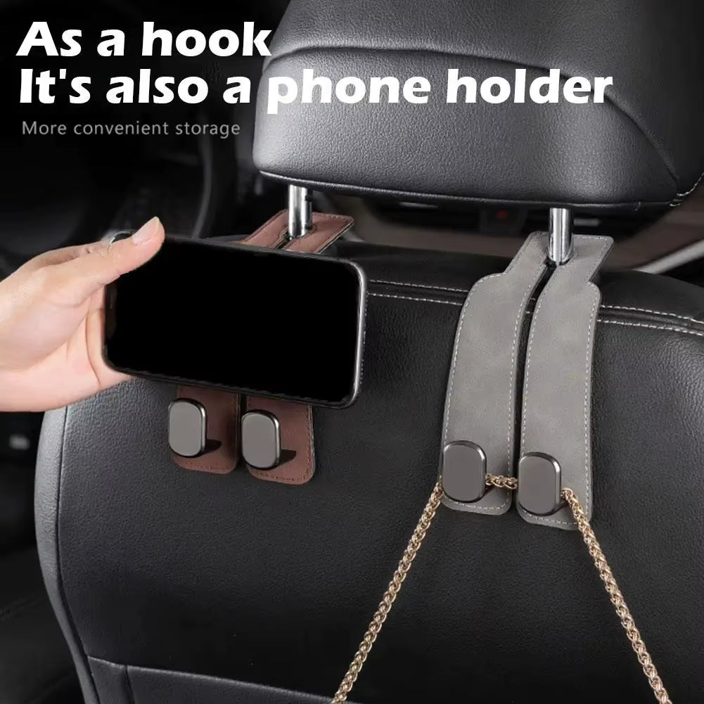 Universal Car Seat Hook Stowing Tidying Phone Holder Suede Hanging Hooks Car Interior Accessories for Tesla Kia BMW Audi2023