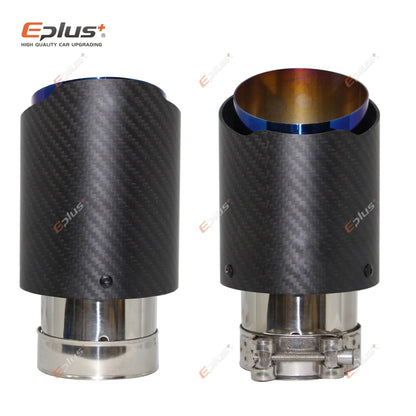 Car Matte Carbon Fiber Muffler Tip Universal Exhaust System Pipe Mufflers Nozzle Tip Straight Stainless Blue