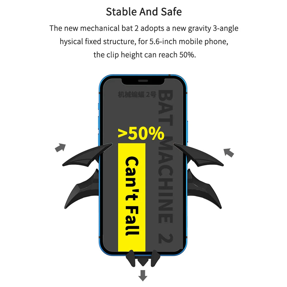 Bat-Shaped Gravity Buckle Type Car Phone Holder Air Outlet Navigation Support Frame for All 4-6.5 Inch Phone for Iphone Samsung