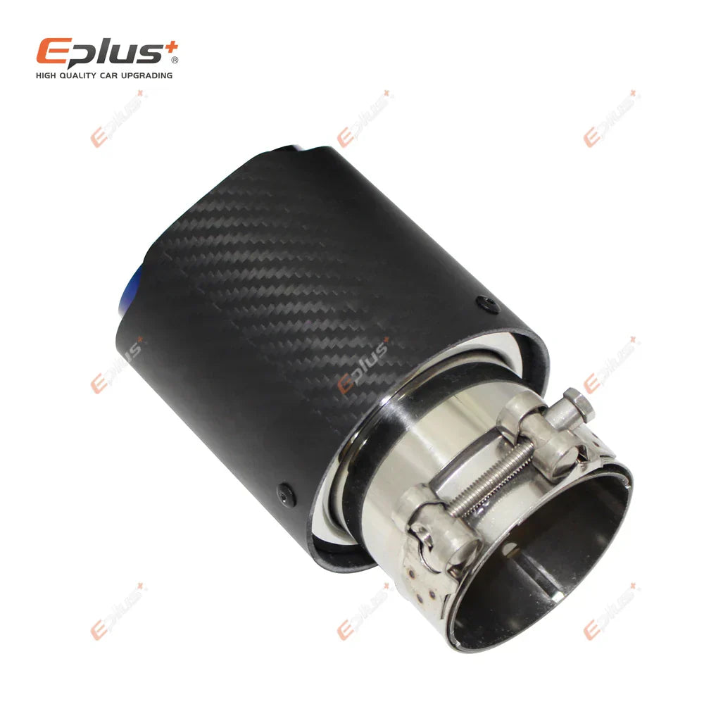 Car Matte Carbon Fiber Muffler Tip Universal Exhaust System Pipe Mufflers Nozzle Tip Straight Stainless Blue