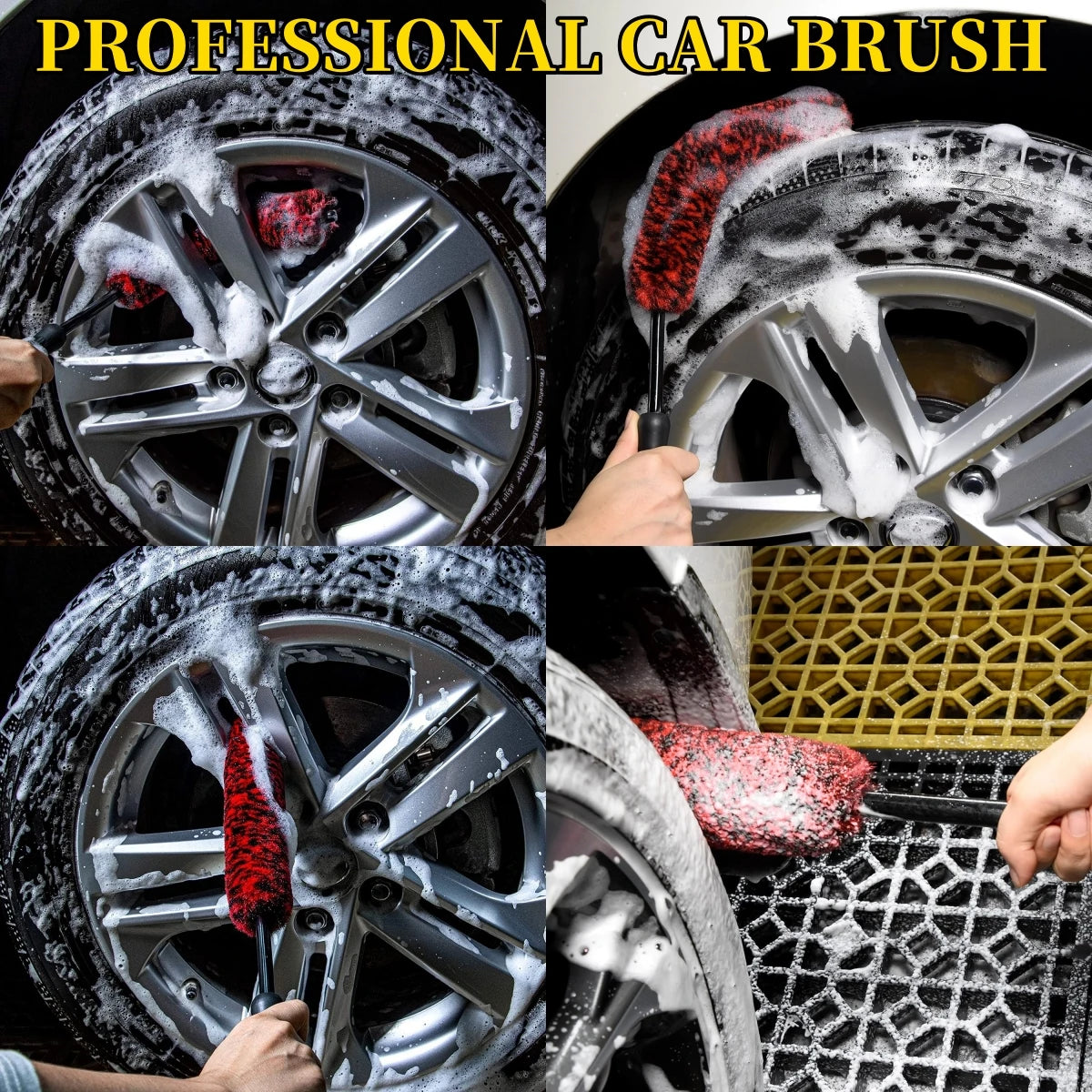 Car Wheel Detailing Brushs Bendable Wheel Woolies Auto Cleaning Tools for Car Rim Tire Washing Easily Clean Hard-To-Reach Areas