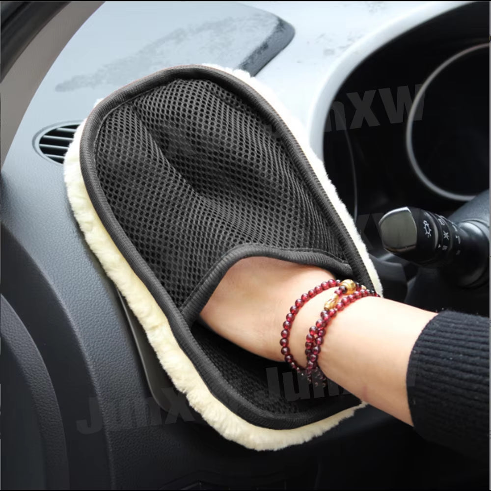 Car Washing Imitation Wool Gloves Thickened Plush Car Wiping Gloves Car Cleaning Supplies Waxing and Polishing Washer Products