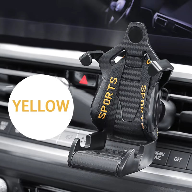 Racing Seat Shape Car Phone Holder Auto Air Vent Mobile Phone Clip 360 Degree Rotatable Car Cellphone Rack for Car Interior