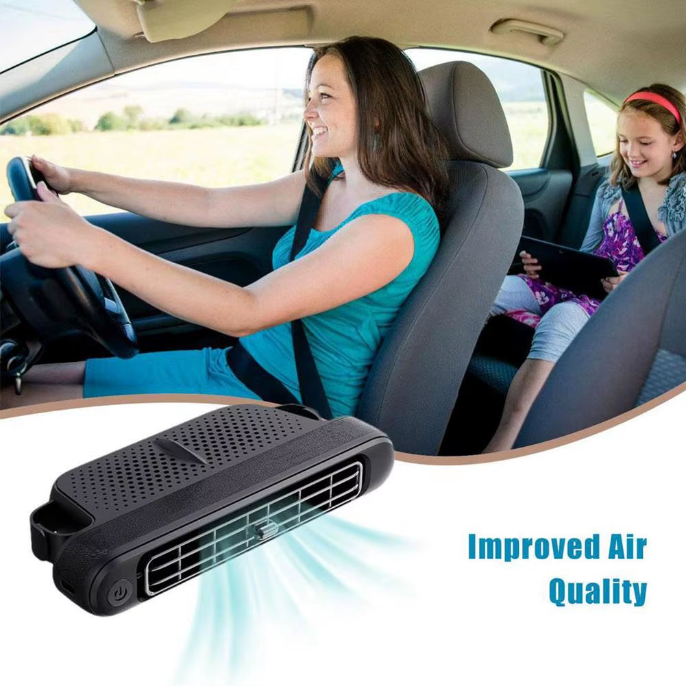 Car Dual Turbine Electric Fan Silent Wind Strong Summer Car Fast Cooling Adjustable Wind Speed ​​Seat Small Fan Typec Charging