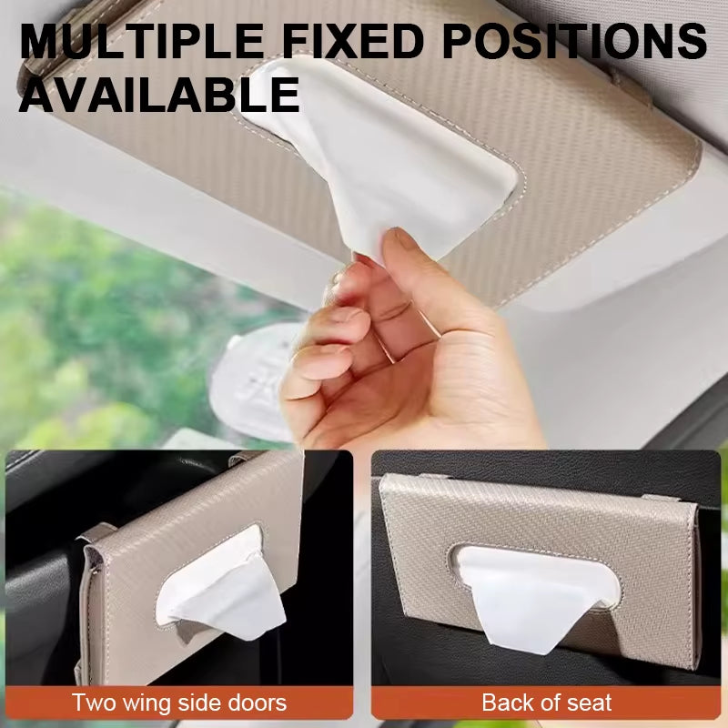 SEAMETAL Car Sunshade Plate Tissue Box Universal Auto Interior Paper Towel Storage Bag Carbon Fiber Sun Visor Tissue Boxes