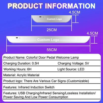 New Style Car Door Illuminated Sill Light Logo Projector Lamp USB Power Wireless LED RGB Welcome Car Scuff Plate Pedal Light